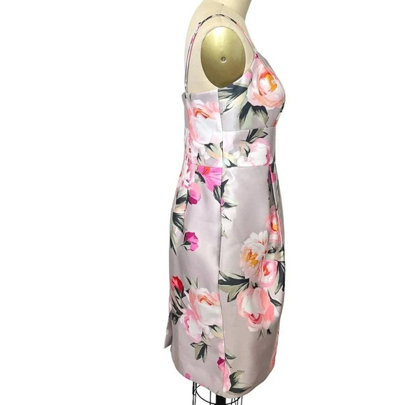 Eliza J Pink Floral Print Mikado Tulip Cocktail Dress Size 4 - Picture 3 of 7